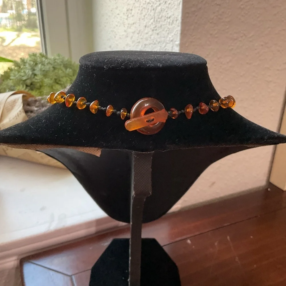 Vintage Baltic Amber Turquoise Coral Lavaliere Necklace